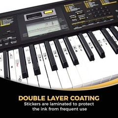 Removable 52-Piece Piano Stickers for All Keyboards – Transparent Vinyl Design