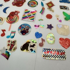 Vintage 1980s Sticker Lot 50+ Stickers Lisa Frank Rainbows Foil Glitter LOOK