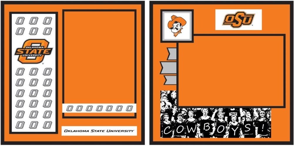 Oklahoma State – Cowboys, College 2-page Layout, 8×8″ scrapbook kit