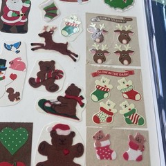80s Stickers Vintage Large Bears Fuzzy, Glow In Dark Christmas LOT Sandylion!