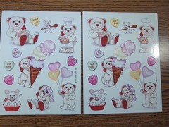 Vintage Hallmark Valentine Bear Stickers 2 Full Sheets Mouse Mice Hearts S295