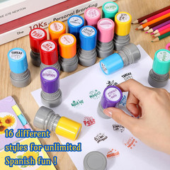 16 Pcs Spanish Teacher Self Inking Stamps Teacher Gifts Motivation Grading Stamp