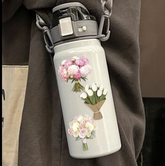 50Pcs Transparent Flower Bouquet Sticker Waterproof Vinyl Aesthetic Clear Floral