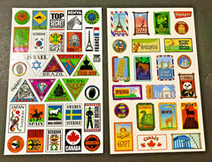 VTG HIGHLIGHTS children 2 8×5 sheets 48 WORLD COUNTRY stickers Travel Adventure