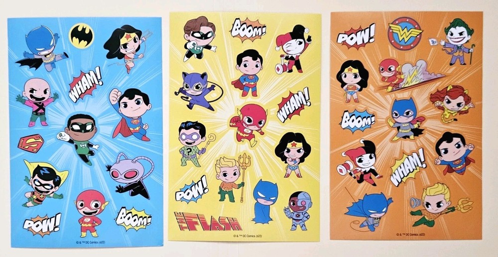 DC Super Friends (Superheroes) / Sticker sheets. Lot Of 3.
