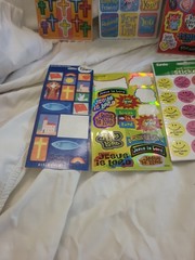 Package Lot Of Religious Stickers 4 Unopened, Opened Package Of 79, And 3 Sheets