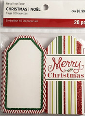 RECOLLECTIONS Christmas Glitter-Accented Die-Cut Tags – 20 pcs