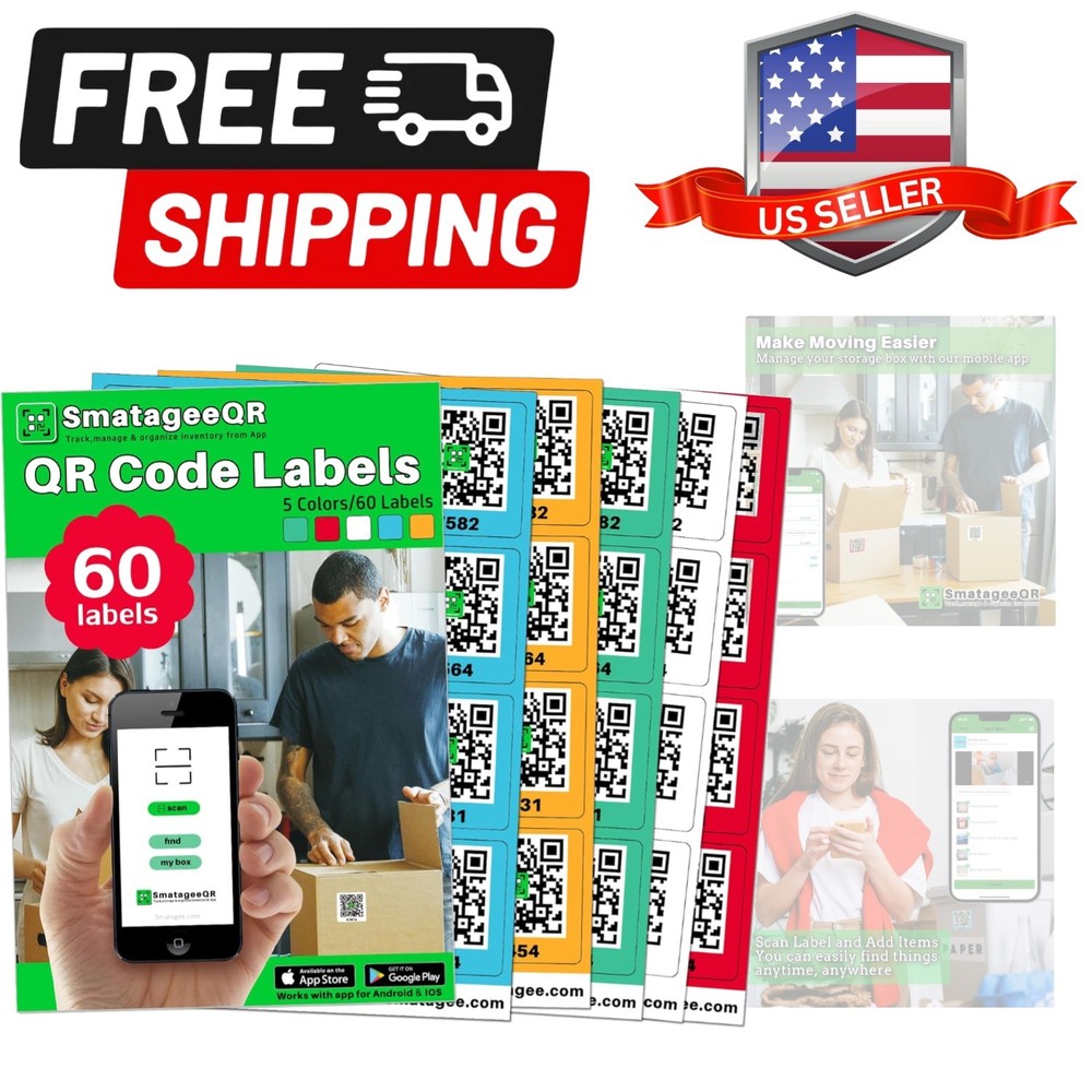 QR Code Labels for Storage Bins,Office Organization,Moving Containers,Invento…