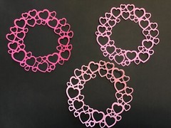 Hearts Circle Frame Heart Round Frame Die Cut Embellishments 6 pcs 3-7/8″