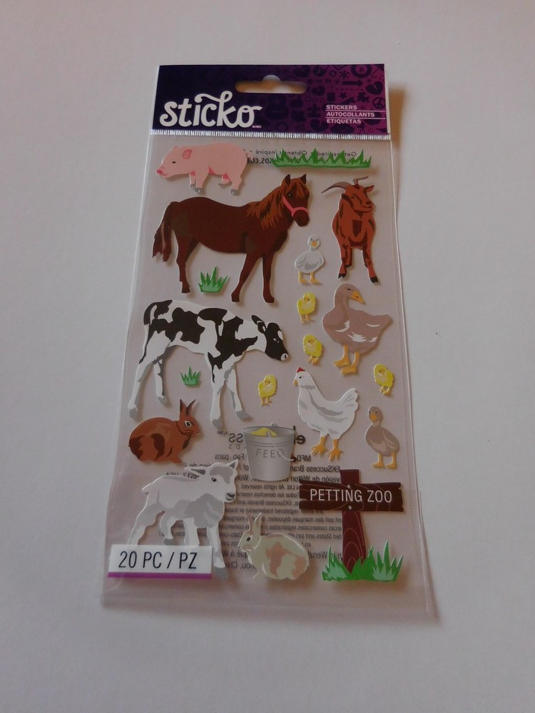 Scrapbooking Crafts Stickers Sticko Petting Zoo Horse Baby Cow Lamb Bunnies Pig