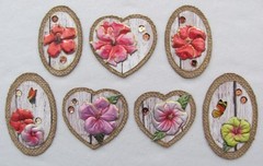 Handmade Paper Pieces 7 Scrapbooking Junk Journals Heart Embellishments Burlap