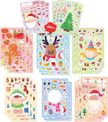 48 Sheets Make a Face Stickers for Kids – Animal Stickers with Unicorns and Dino