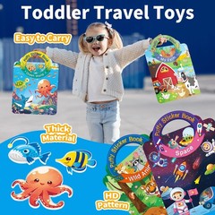 6 Sets 3D Reusable Sticker Books for Toddlers, Puffy Activity Books for Kids