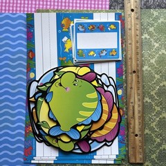 Vintage Carson Dellosa Fish Fishbowl Bulletin Board Name Tags Plates Cutout Lot