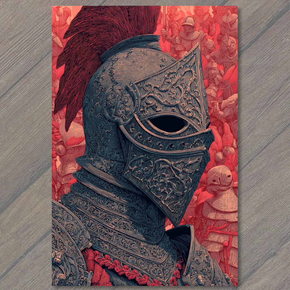 STICKER Intricate Black Knight Armor Feathers Medieval Warrior Surrounded Crow