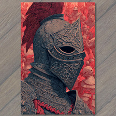 STICKER Intricate Black Knight Armor Feathers Medieval Warrior Surrounded Crow