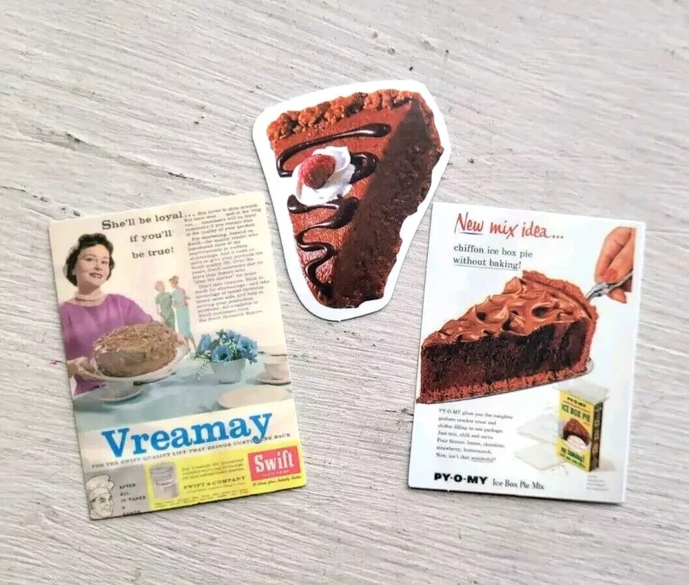 Vintage Dessert Chocolate Cake Food Stickers Meal Lot of 3 Pcs Pc