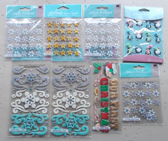 Lot 8 Jolee’s Dimensional Christmas Stickers Flourishes Snowflakes Penguins Star