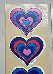 Lot of 2 Pieces Vintage BJ Stickers ‘on a roll’ Vending Hearts Colorful 1980s