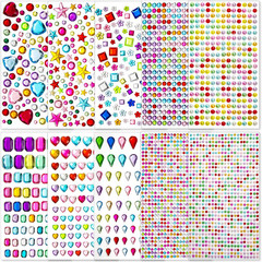 3500 Pcs Gems for Kids Crafts, 10 Sheets Self Adhesive Jewels Stickers, Multi Co