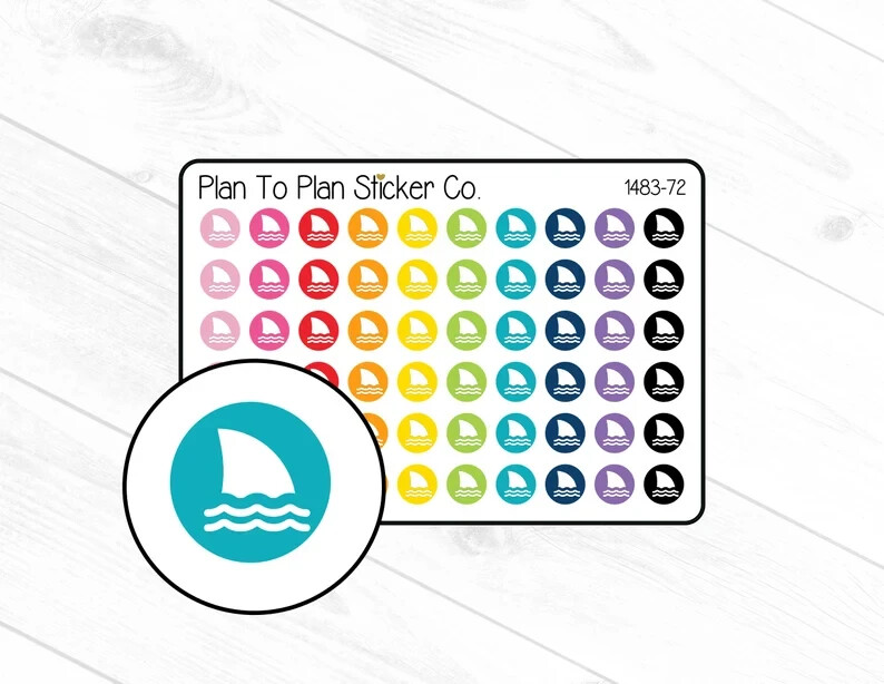 1483-72~~ Shark Icon Planner Stickers.