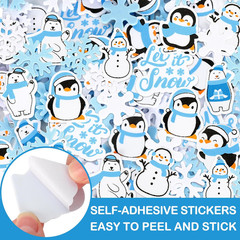 500Pcs Winter Foam Stickers – Snowflake, Snowman, Penguin, Bear Decals
