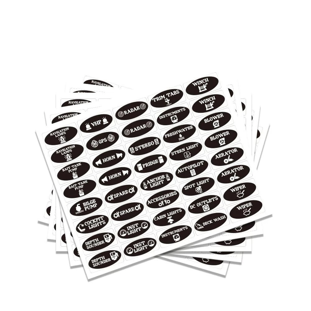 200 Pcs Boat Switch Panel Labels, Oval Marine Boat Dash Board Switch Instrume…