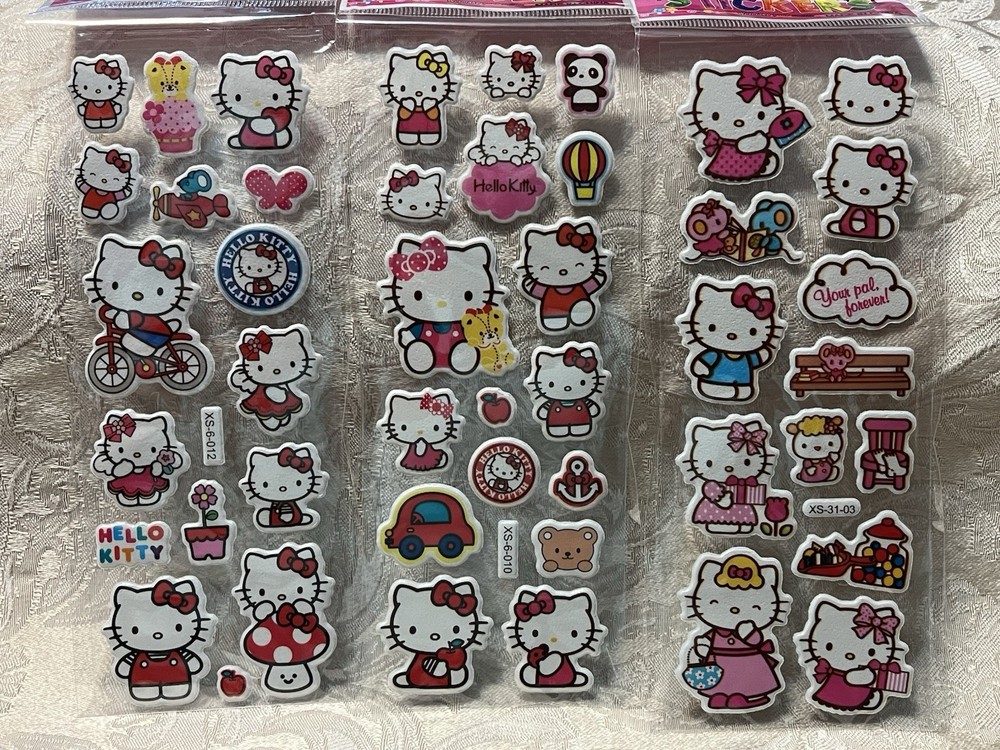 Retro Vintage Look Hello Kitty 3D Puffy Stickers 3 sets