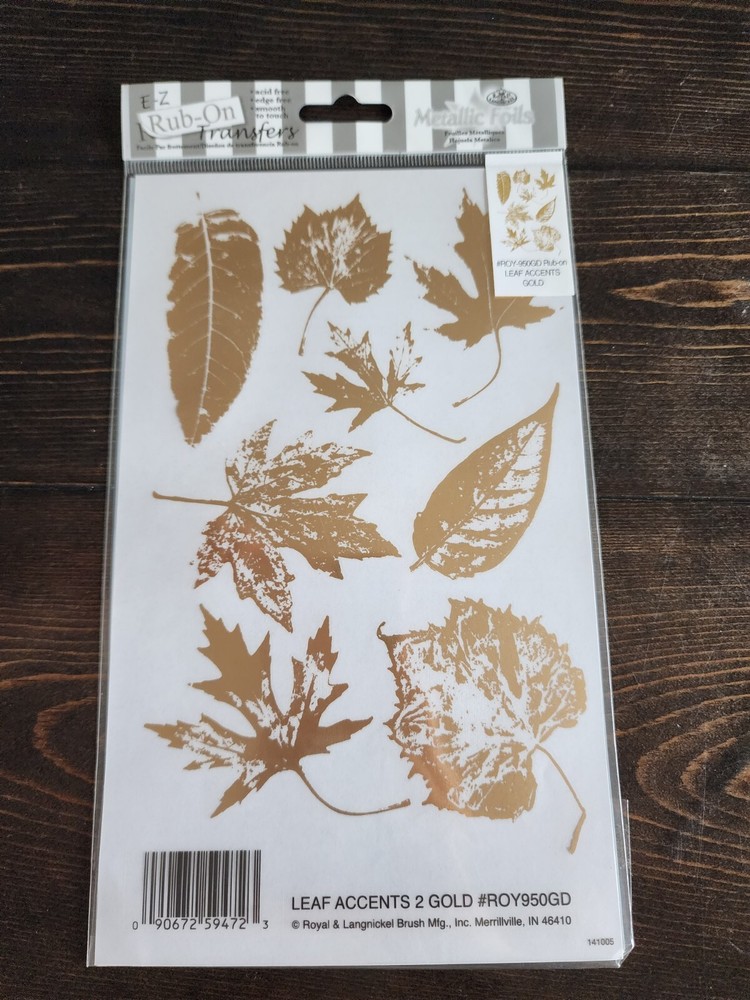 Royal Rub-Ons Transfers – Gold Leaves Metallic Foil – RETIRED NEW 27