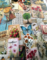 #776 – 100+ PCS VINTAGE FLORAL SCRAPBOOK JUNK JOURNAL KIT / LOT – REAL EPHEMERA