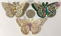 FANCY BUTTERFLY Pre-Made Die-Cuts (3pc)Victorian•Steampunk•Filagree •Glittered••