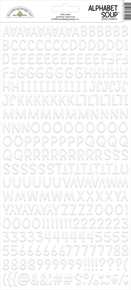 Doodlebug Alphabet Soup Puffy Stickers 6X13-Lily White
