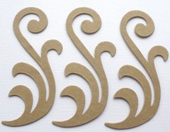 {4} *DECORATIVE FLOURISH* Long Swirl Accent – Bare Chipboard Die CutS
