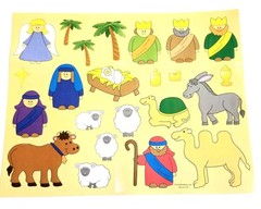 Nativity Christmas Scene Stickers Large Sheet 22 Count Per Page