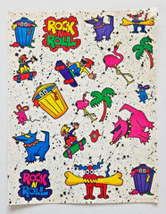 VTG Lisa Frank Sticker Sheet Complete Rare # S127 Rock N Roll Dogs