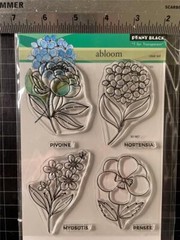 New Penny Black Rubber Stamp clear set ABLOOM flowers free USA ship