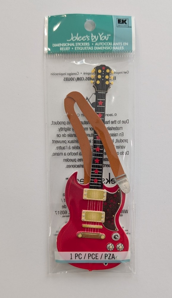 Jolee’s Red Electric Guitar Rock Music Instrument Scrapbooking Sticker Mini Pack