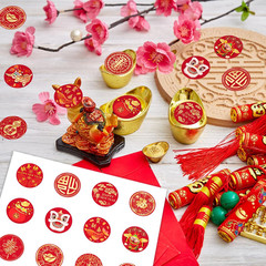 25 Sheets Lunar New Year Stickers, round Candy Decals for Gift Wrapping