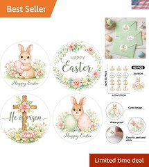 Happy Easter Stickers Religious Easter Bunny Egg Stickers 2 Inch 60Pcs Large …