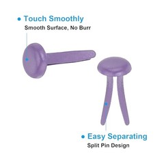 PATIKIL 200 PCS Paper Brass Fasteners Split Pins Pastel 0.20 x 0.35 inch Purple
