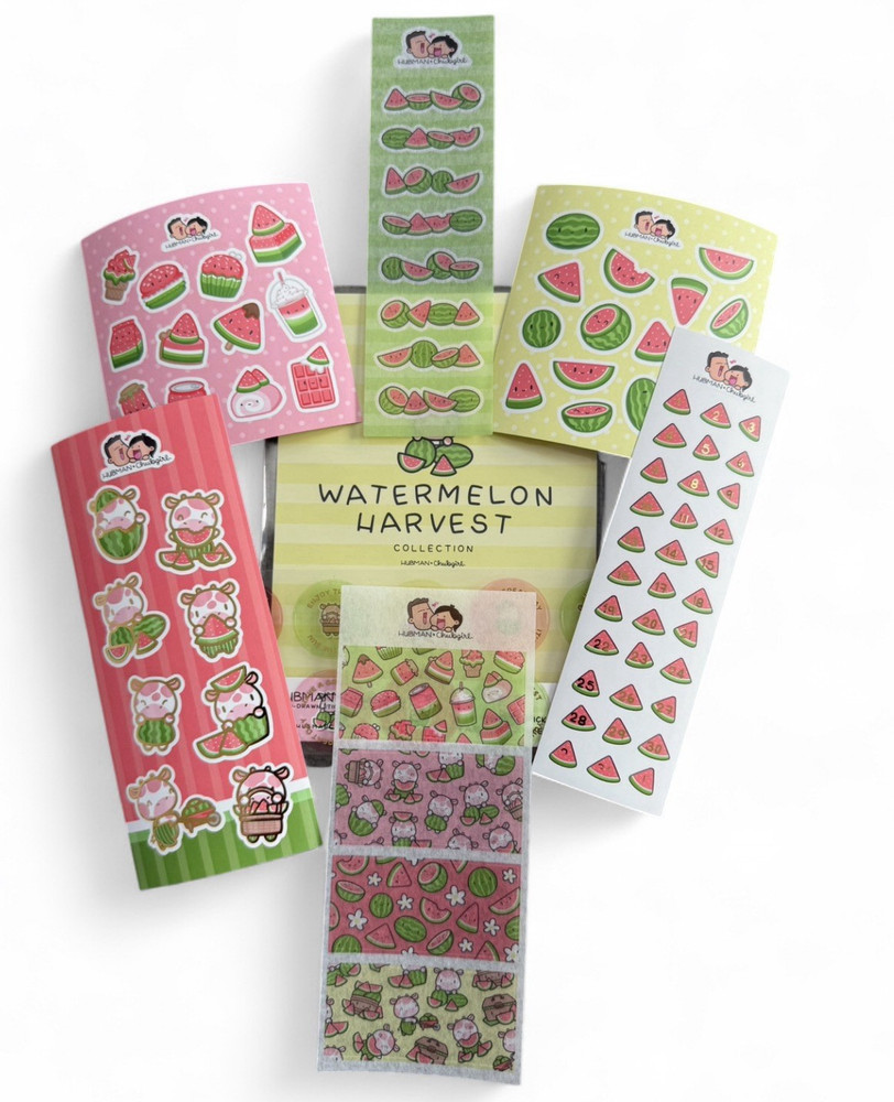 Hubman & Chubgirl Watermelon Harvest Multicolor Scrapbooking Sticker Set
