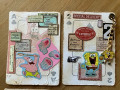 Spongebob Handcrafted Altered Playing Cards Junk Journal Scrapbooking
