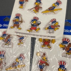 Vtg Drawing Board 3D Perk-Up Puffy Stickers 80s L.A. Olympics Uncle Sam Sports