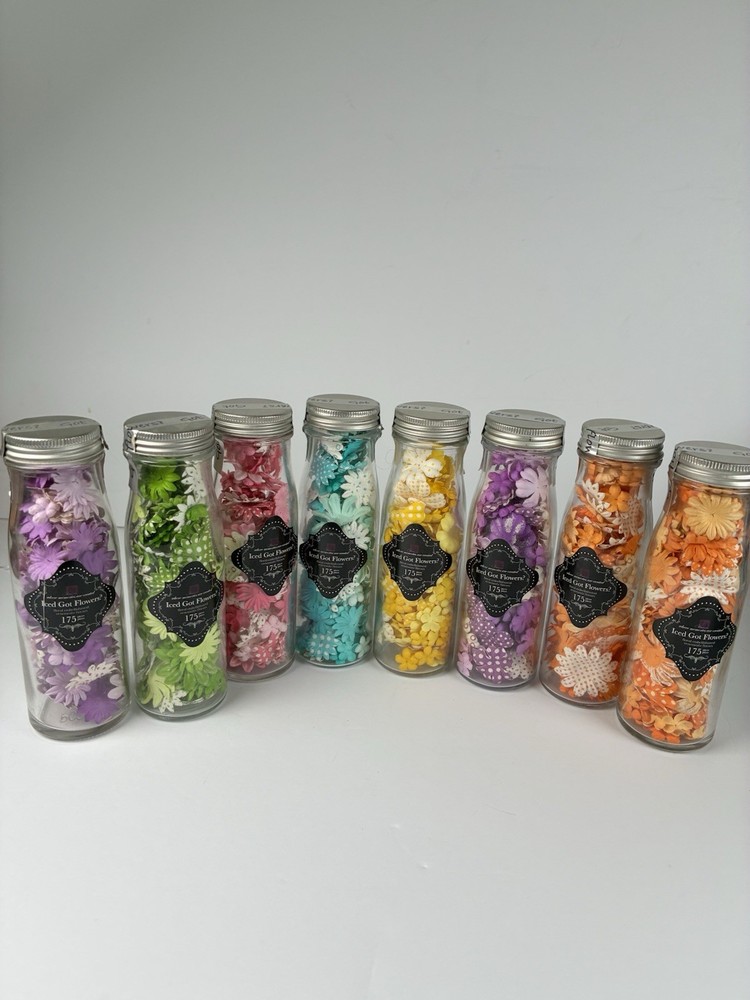 8 Prima Marketing Paper Iced Got Flowers? Milk bottles Craft/Scrapbook