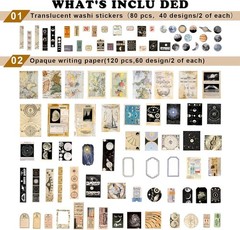 Draupnir 200Pcs Vintage Junk Journal Supplies,Scrapbook Supplies Scrapbooking