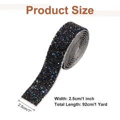 1 Inch x 1 Yard Crystal Rhinestone Sticker Ribbon Black AB