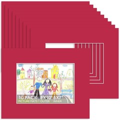 , 10 Pack Picture Frame Mats, 8×10 China Red Mattes with Core Bevel Cut 4.5×6…