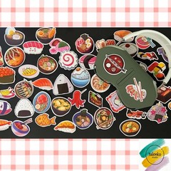 50 PCS Bundle, Kawaii Japanese Food Stickers: Sushi, Ramen, Bento