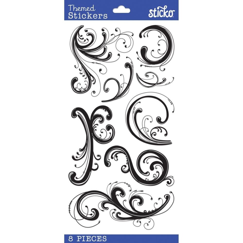 Crafts Stickers Sticko Dainty Black Flourish Flourishes Swirls