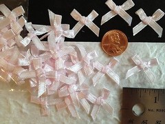 50 Bows Pink Satin bow Baby Girl Shower Paper Piecing Scrapbooks Valentines card
